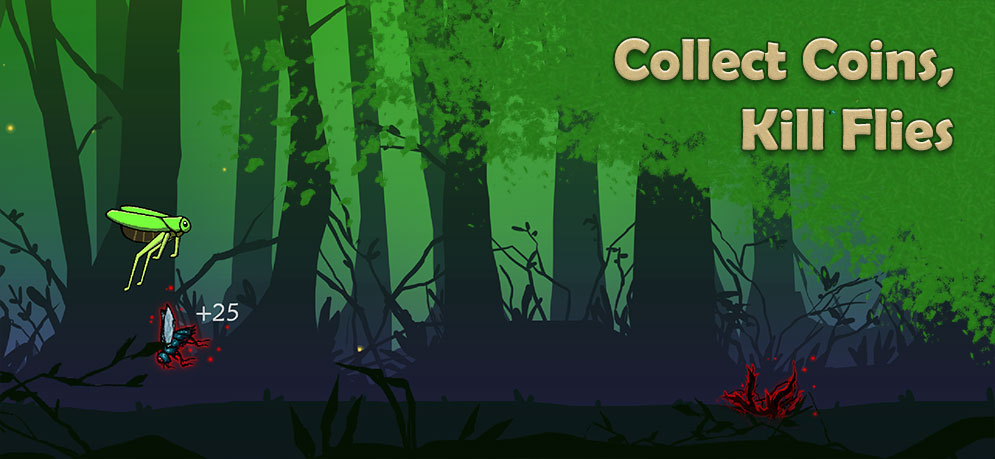 Collect coins and kill flies